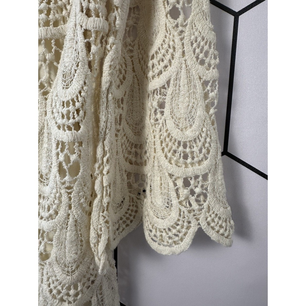 Adiva Women's Top Lace Ivory 3/4 Bell Sleeve Lined Size PM - Picture 8 of 15